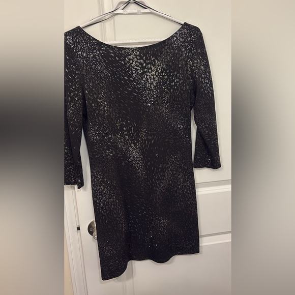 Dresses & Skirts - Black Metallic Detail Long Sleeve Women's Dress